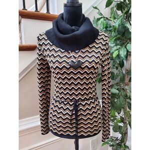 Vintage INC Chevron Print Cowl Neck Long Sleeve Pullover Casual Sweater S